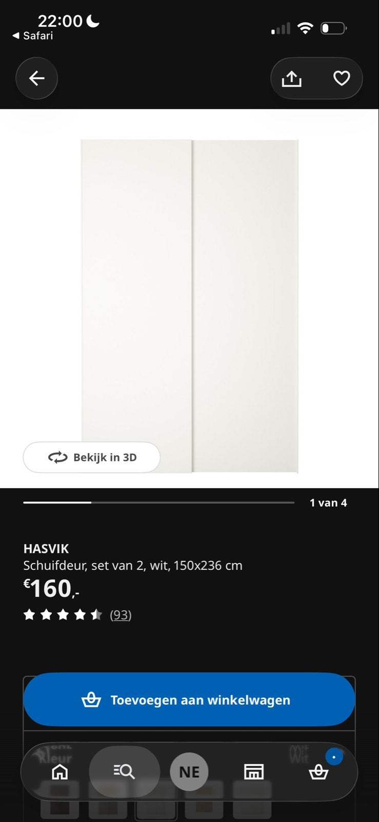Witte Hasvik Schuifdeuren 150x236 cm, Overige materialen, 100 tot 150 cm, 200 cm of meer, Ophalen of Verzenden