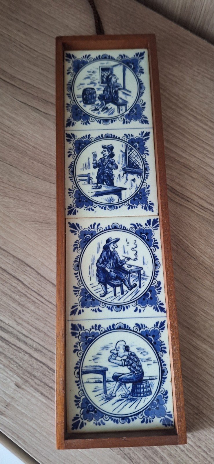 Delfts Blauw Tegeltableau met Houten Lijst, Ophalen of Verzenden