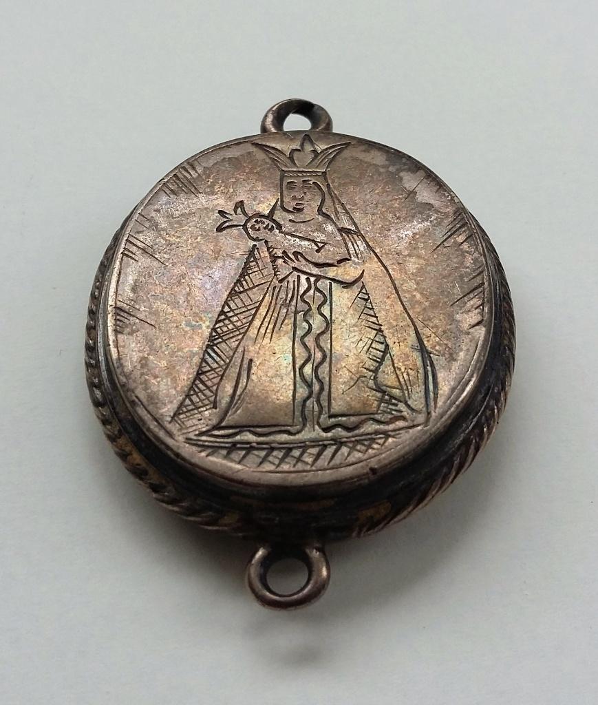 Om1650-1750 Grote Zilveren Heilige Hanger voor een Relikwie, Ophalen of Verzenden, Zilver