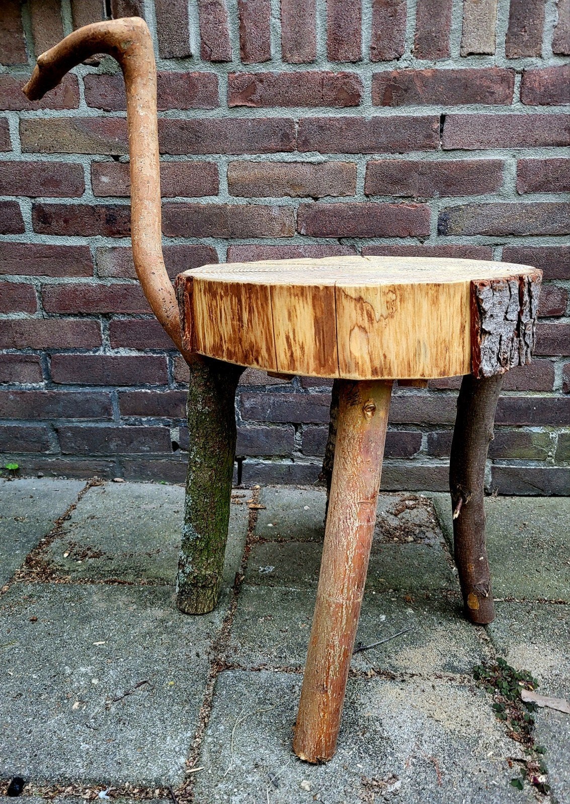 Houten bijzet tafel met handvat, handmade, Ophalen, Nieuw, Hout