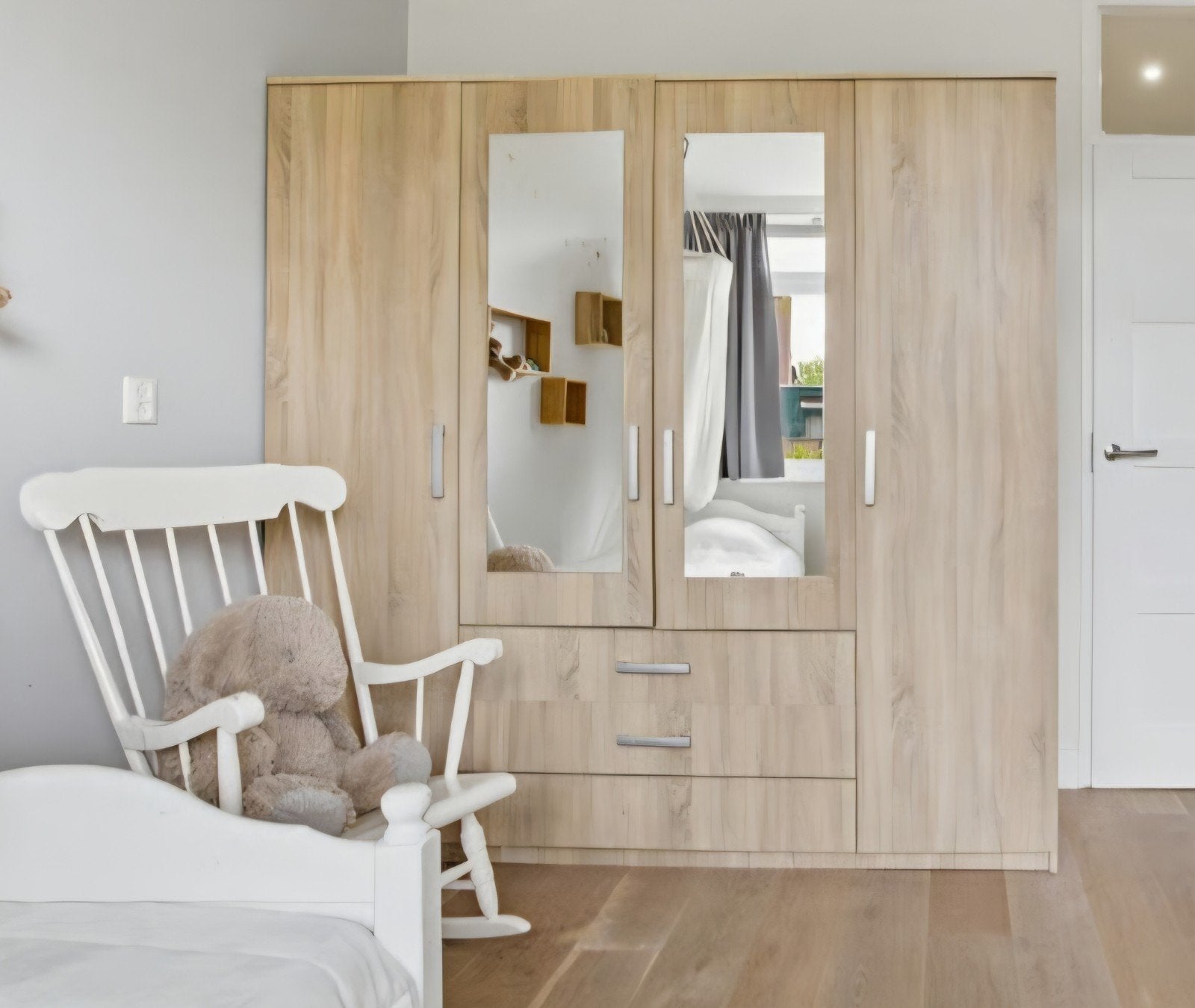 Kledingkast met spiegeldeuren, hanggedeelte en planken, Huis en Inrichting, Kasten | Kledingkasten, Gebruikt, 150 tot 200 cm, 50 tot 75 cm