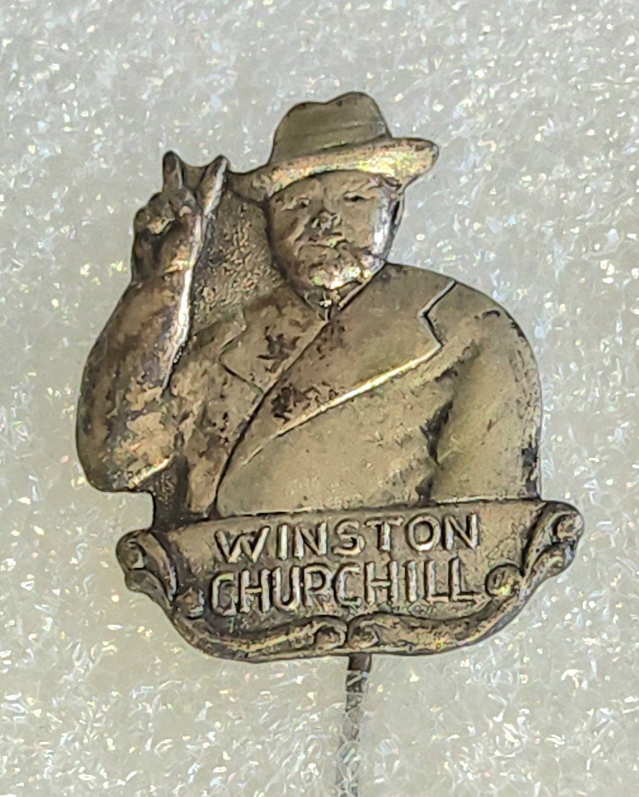 Vintage Winston Churchill Speldje, Verzamelen, Ophalen of Verzenden, Gebruikt, Overige onderwerpen, Speldje of Pin