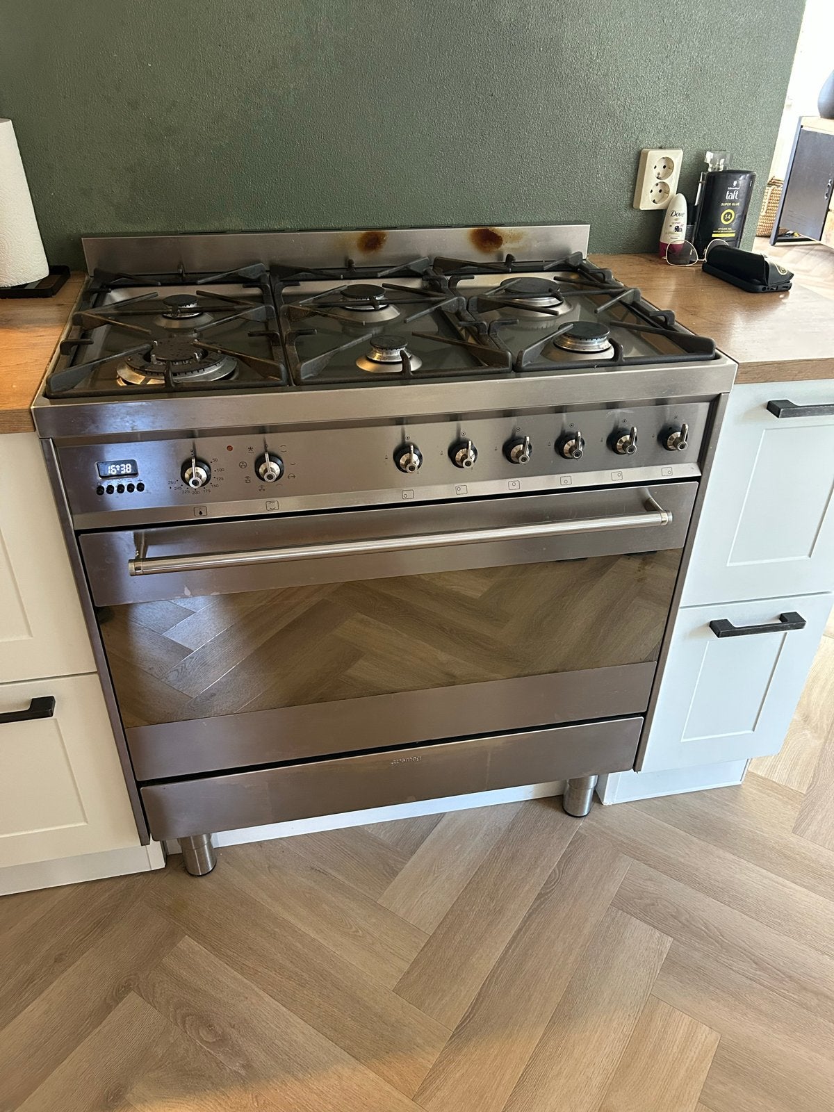 Smeg Fornuis met Gas Kookplaat (6 pits) en Oven - RVS, Ophalen, Gebruikt, 60 cm of meer, Grill