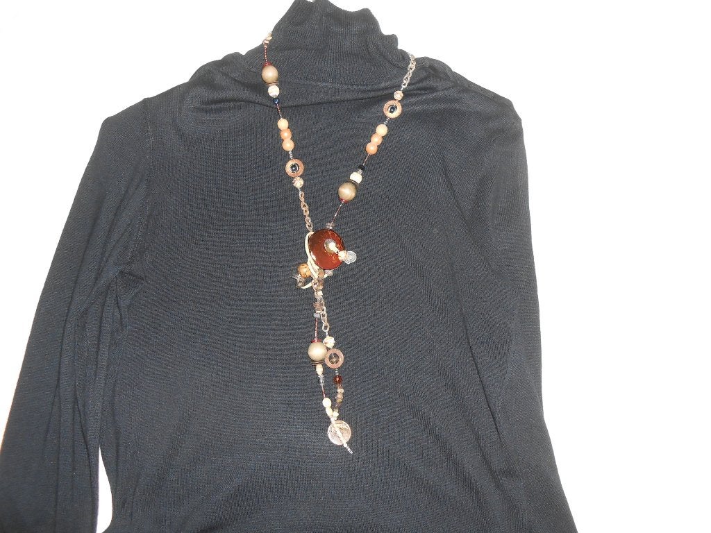 Mooie ketting van SARI (meer sieraden van SARI), Ophalen of Verzenden, Gebruikt, Bruin, Overige materialen