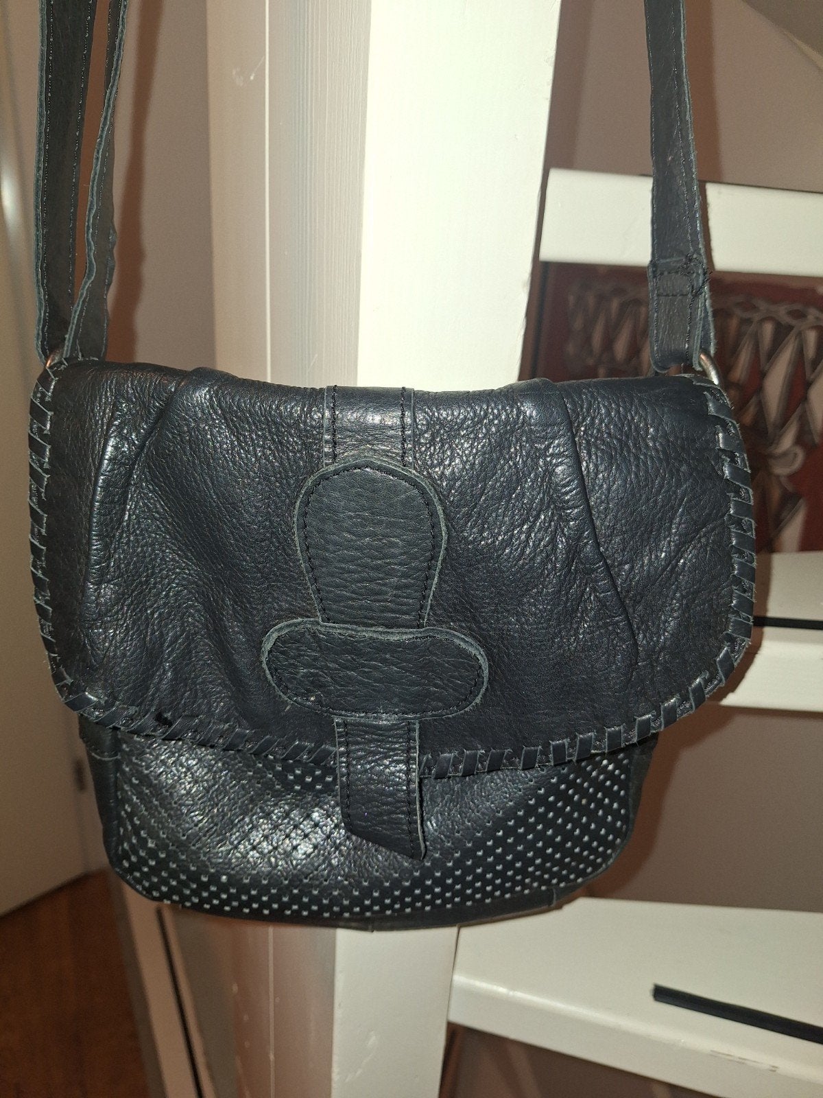 tas vintage echt leer, Ophalen of Verzenden, Zwart, Handtas