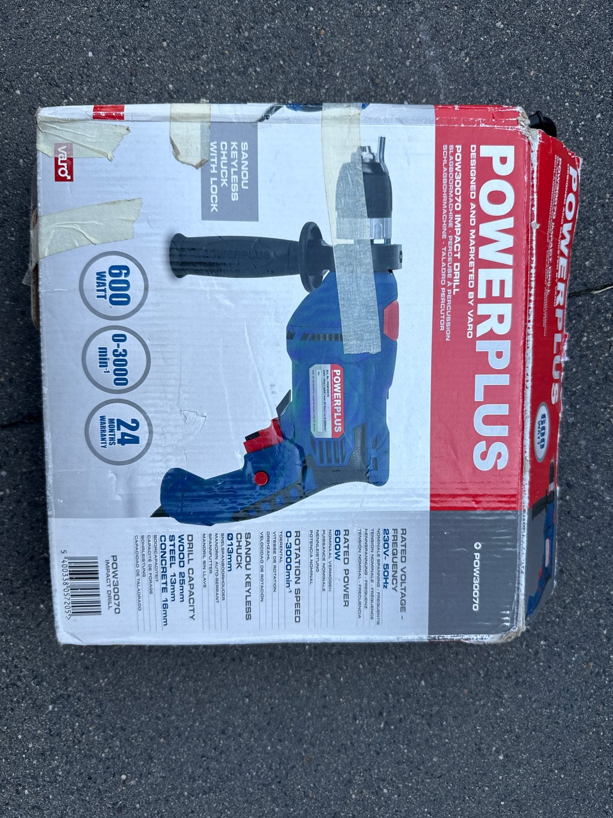 Powerplus POW30070 Klopboormachine 600W, Boormachine, Ophalen of Verzenden, Klopboormechanisme, Gebruikt