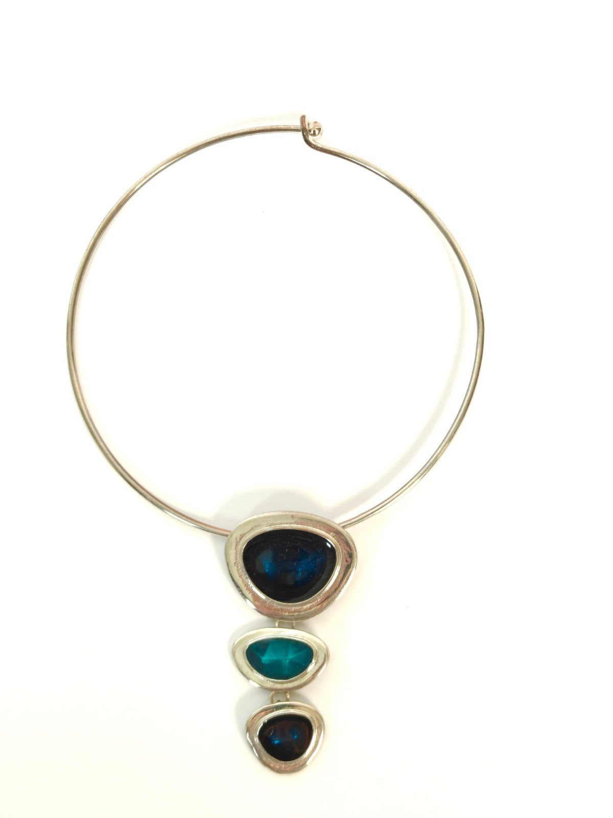 Vintage seventies ketting, spang, met aparte hanger, Ophalen of Verzenden, Zo goed als nieuw, Zilver, Overige materialen