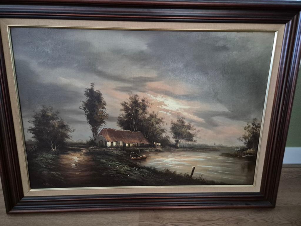 Te koop mooi schilderij met houten lijst., Ophalen