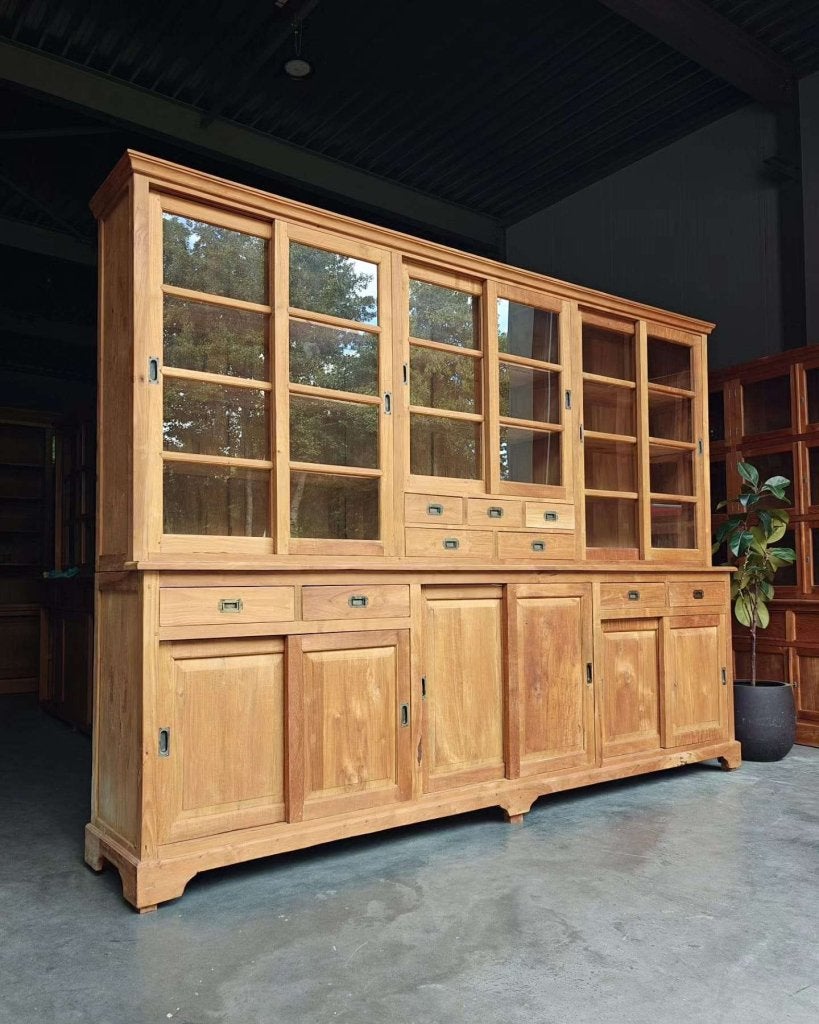 Geweldige brede teakhouten winkelkast | Buffetkast teak #685, Gebruikt, -, 200 cm of meer, -
