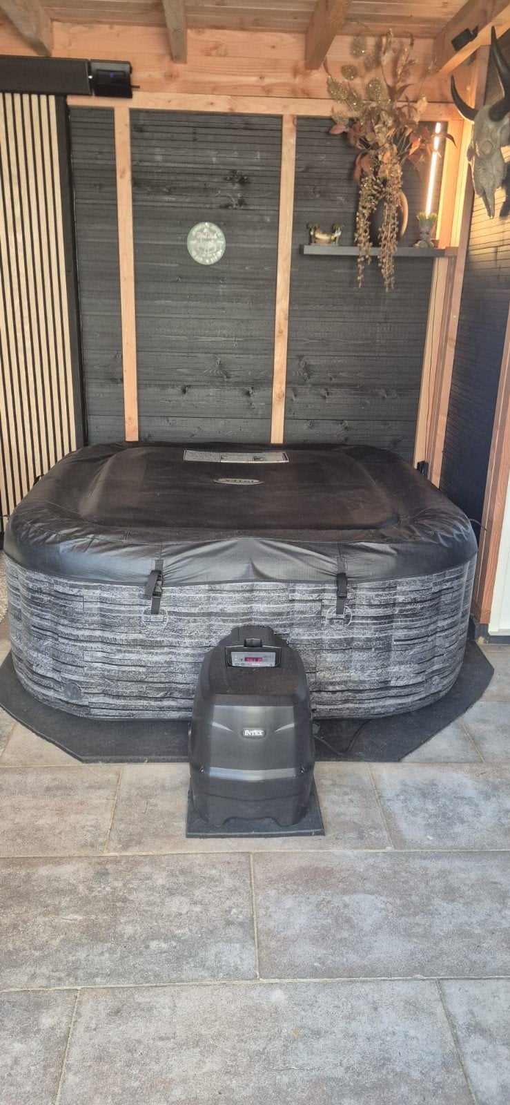 Intex Jacuzzi PureSpa greystone deluxe, Ophalen of Verzenden, Zo goed als nieuw, Afdekzeil, Opblaasbaar