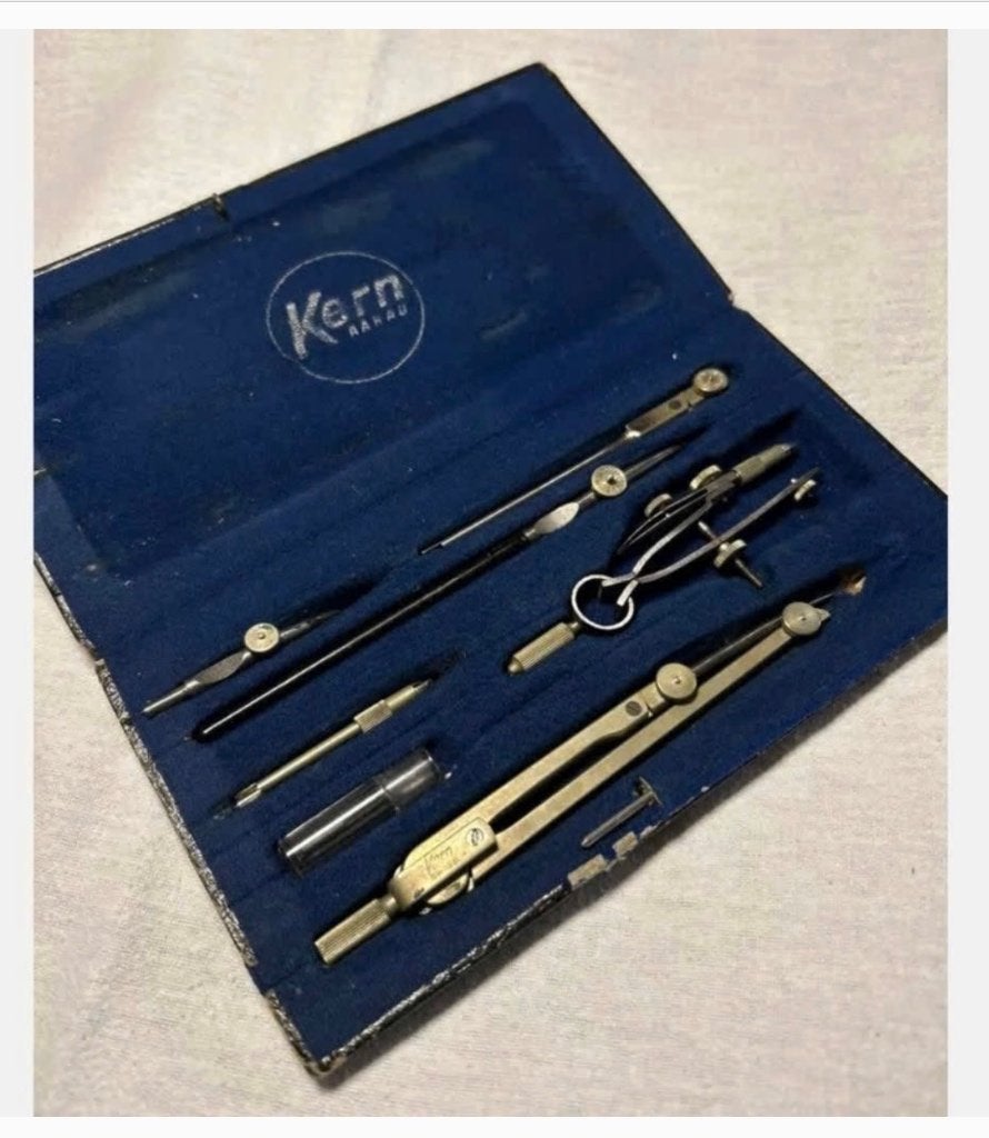 Vintage passer set in originele doos, 18 x 9,5 cm, Ophalen of Verzenden