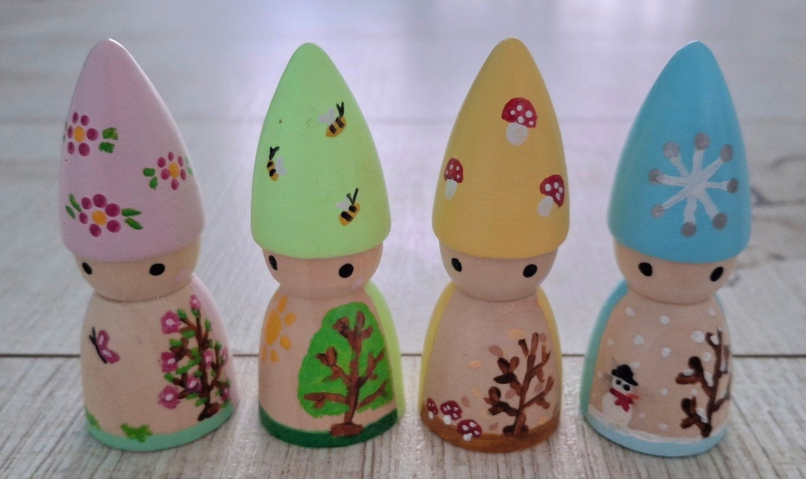 Houten pegdolls seizoenen puntmuts, Ophalen of Verzenden, Nieuw, Overige typen