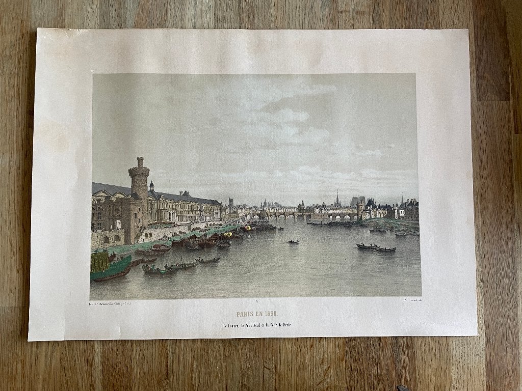 Litho, Paris en 1650, le louvre, .., Philippe Benoist, Ophalen of Verzenden