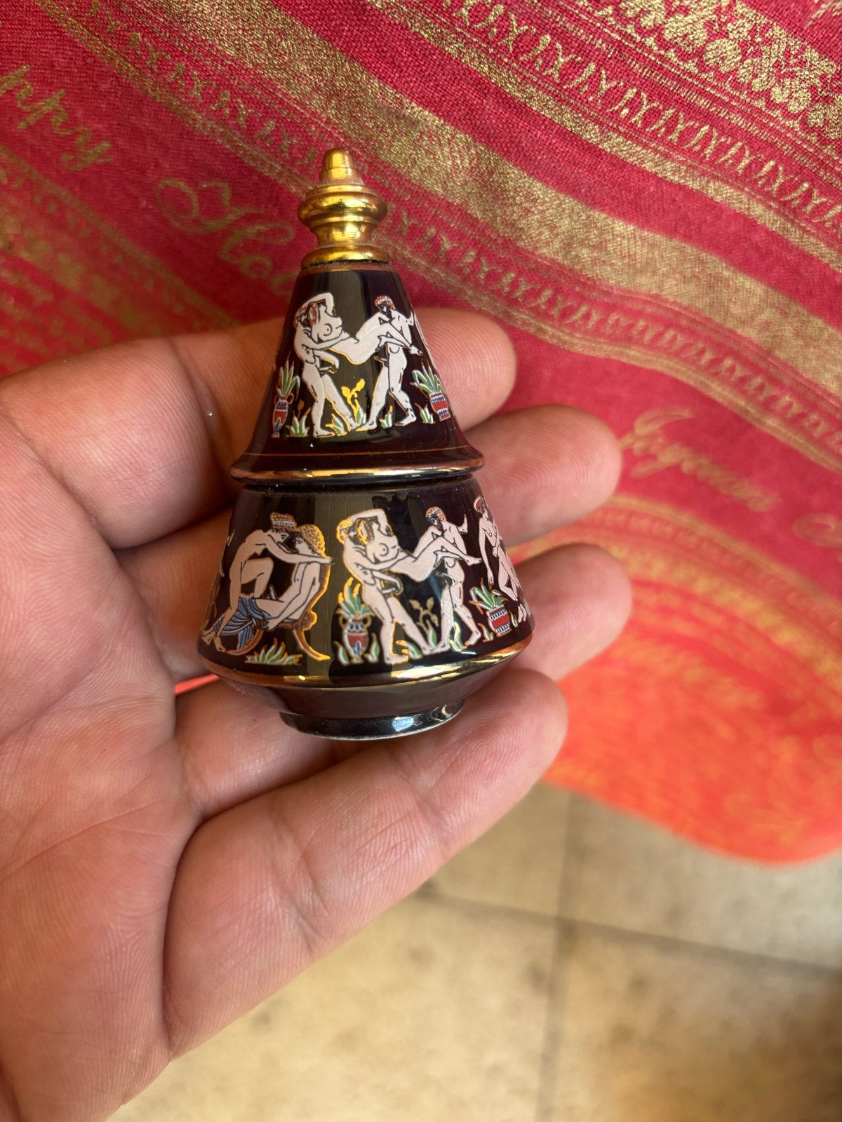 Vintage Griekse stijl miniatuur vaasje/potje, Antiek en Kunst, Ophalen of Verzenden