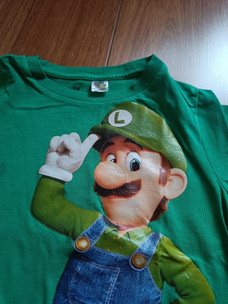 Super Mario t-shirt met korte mouwen maat 110-116 groen, Gebruikt, H&M, Ophalen of Verzenden, Shirt of Longsleeve