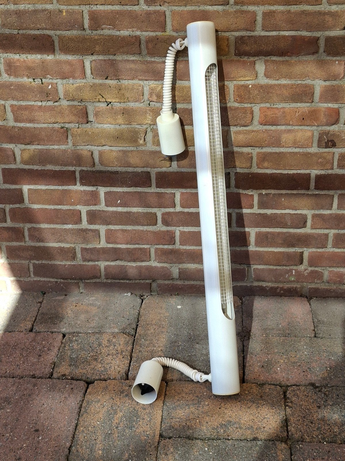 Vintage witte TL-lamp met spiraalsnoer, Wit, Overige merken, Gebruikt, Kunststof
