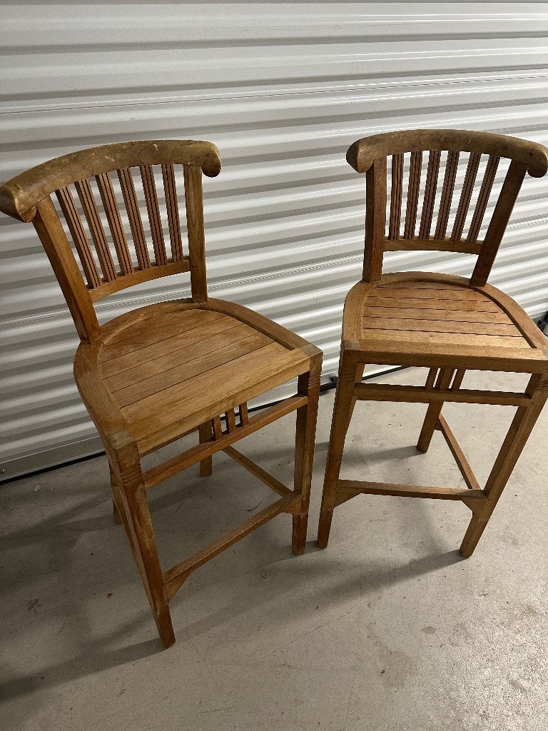 Set van 2 houten barkrukken - Hoogte 108 cm, 2 krukken, Ophalen, Zo goed als nieuw, 90 cm of meer