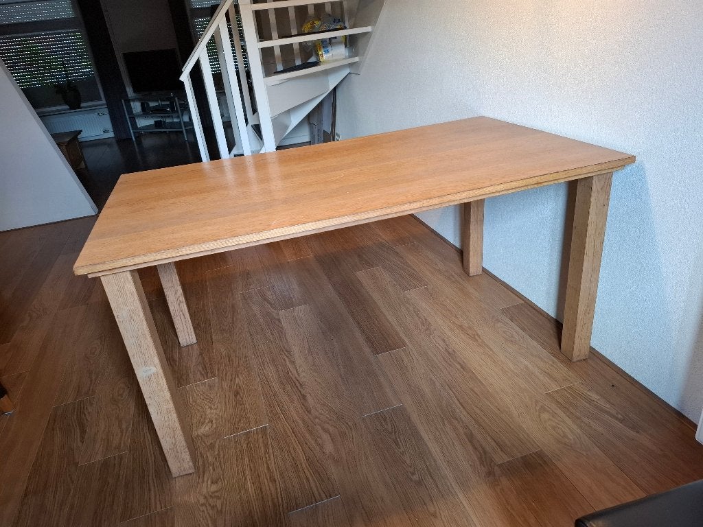 Eettafel 160x90, Ophalen, Gebruikt, Eikenhout, 50 tot 100 cm
