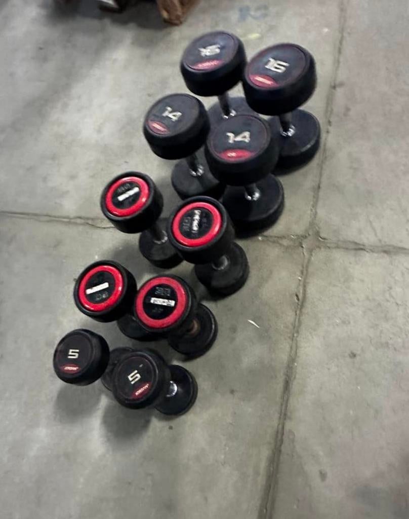 Vaste Rubberen Dumbells 2x5kg,2x6kg,2x8kg,2x14kg,2x16kg, Sport en Fitness, Fitnessmaterialen, Gebruikt, Dumbbell, Ophalen