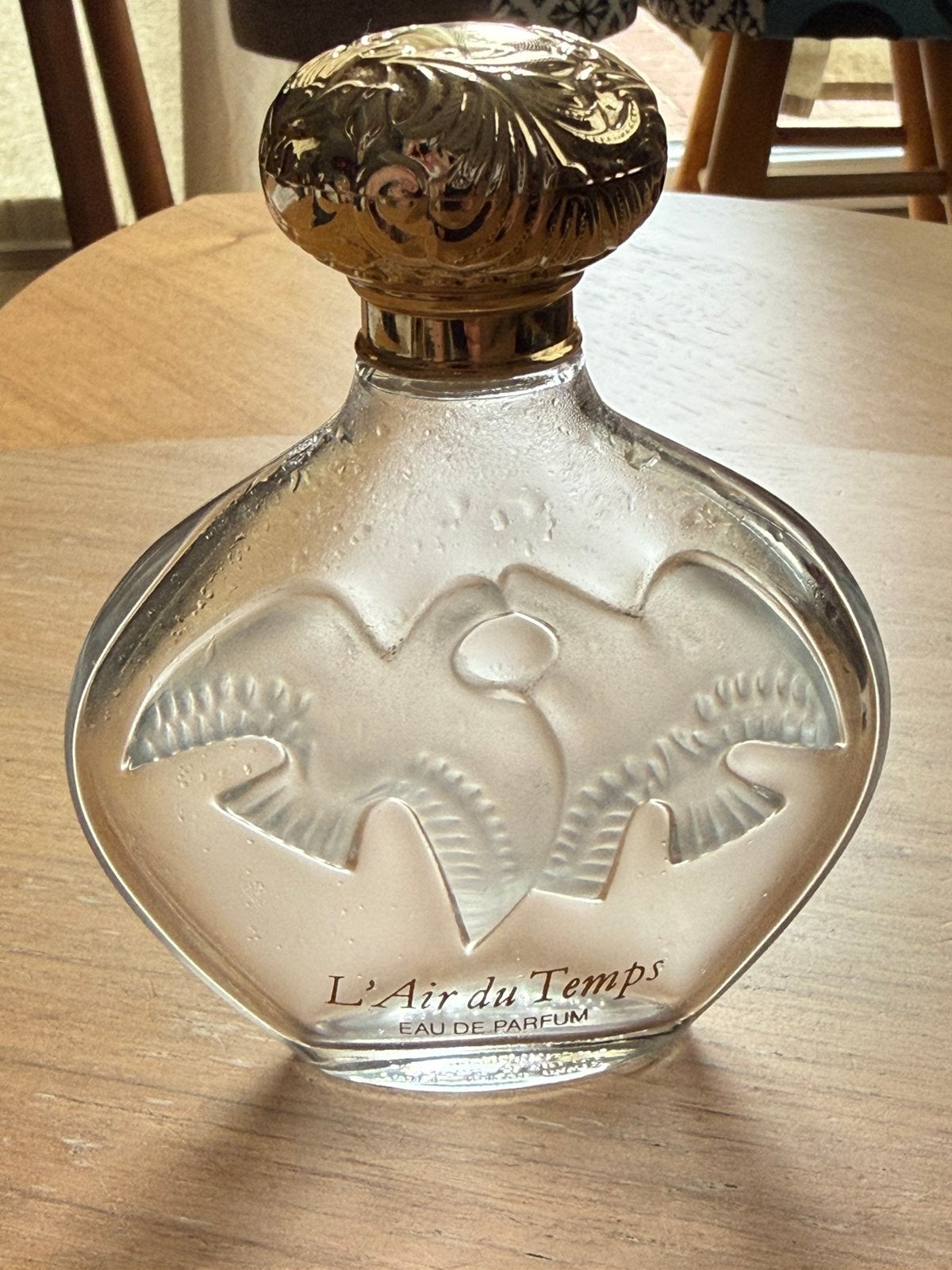 Vintage Nina Ricci Lalique L’Air du Temps parfumfles leeg, Ophalen of Verzenden, Parfumfles