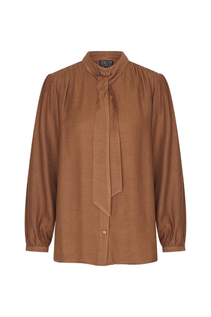 Nieuwe Zilch blouse met 50% korting, Kapellestraat 13 sluis, Bubbles, Bruin, Maat 46/48 (XL) of groter
