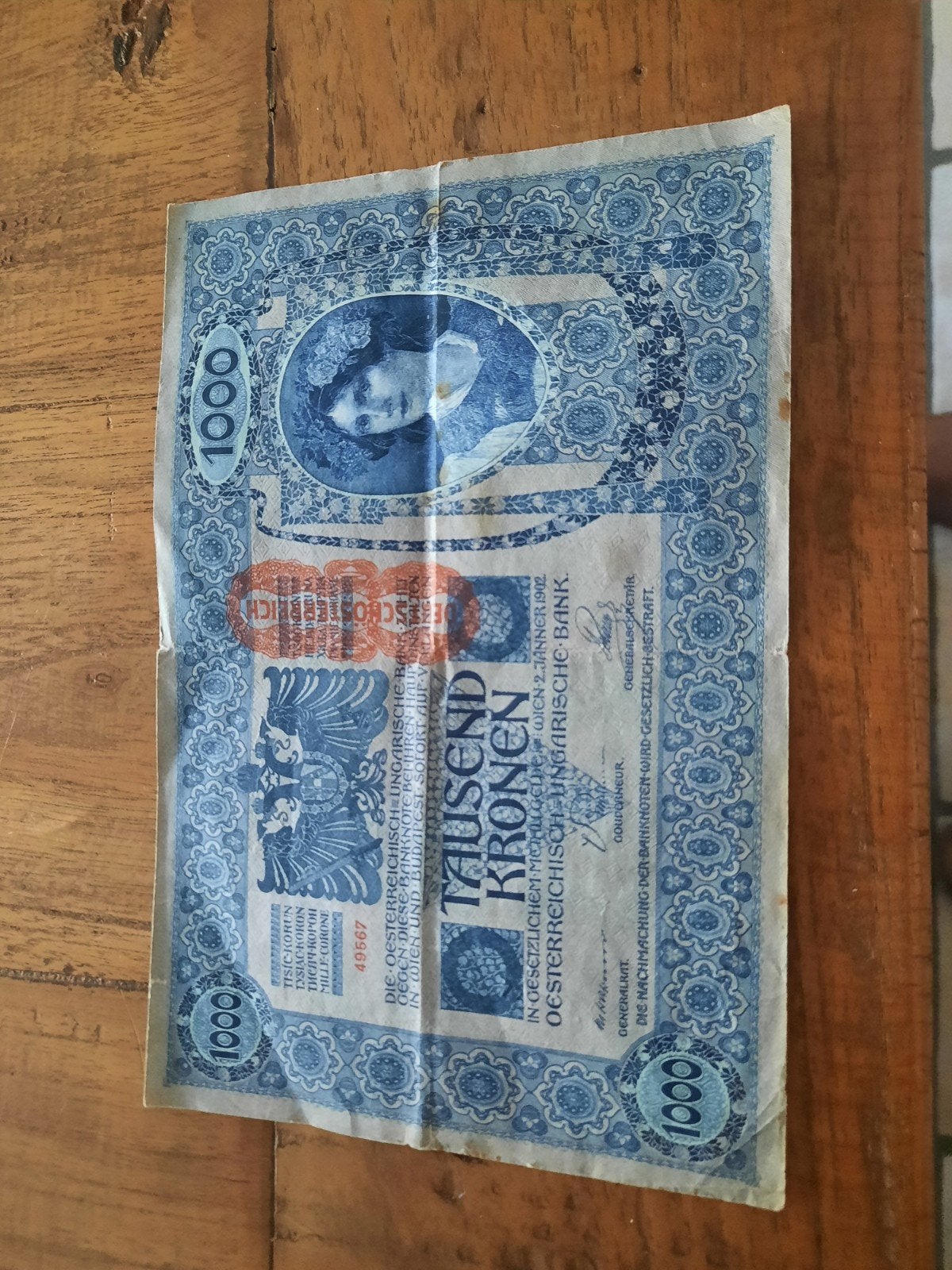 Oostenrijkse 1000 Kronen Bankbiljet 1902, Postzegels en Munten, Ophalen