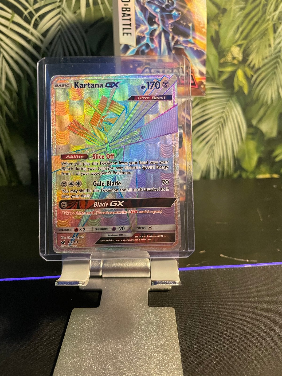 Kartana GX #117 Rainbow Rare Pokémon Kaart Crimson Invasion, Ophalen of Verzenden, Zo goed als nieuw, Losse kaart, Foil