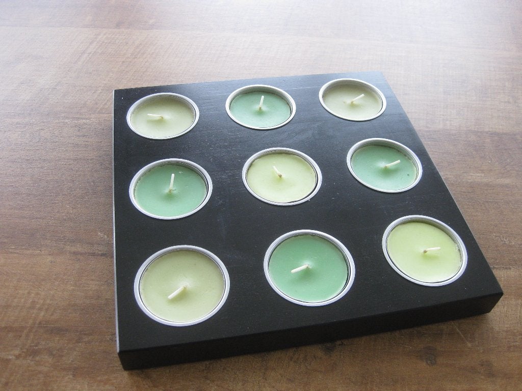 Houten plateau met 9 geurkaarsjes, Ophalen of Verzenden, Nieuw, Hout