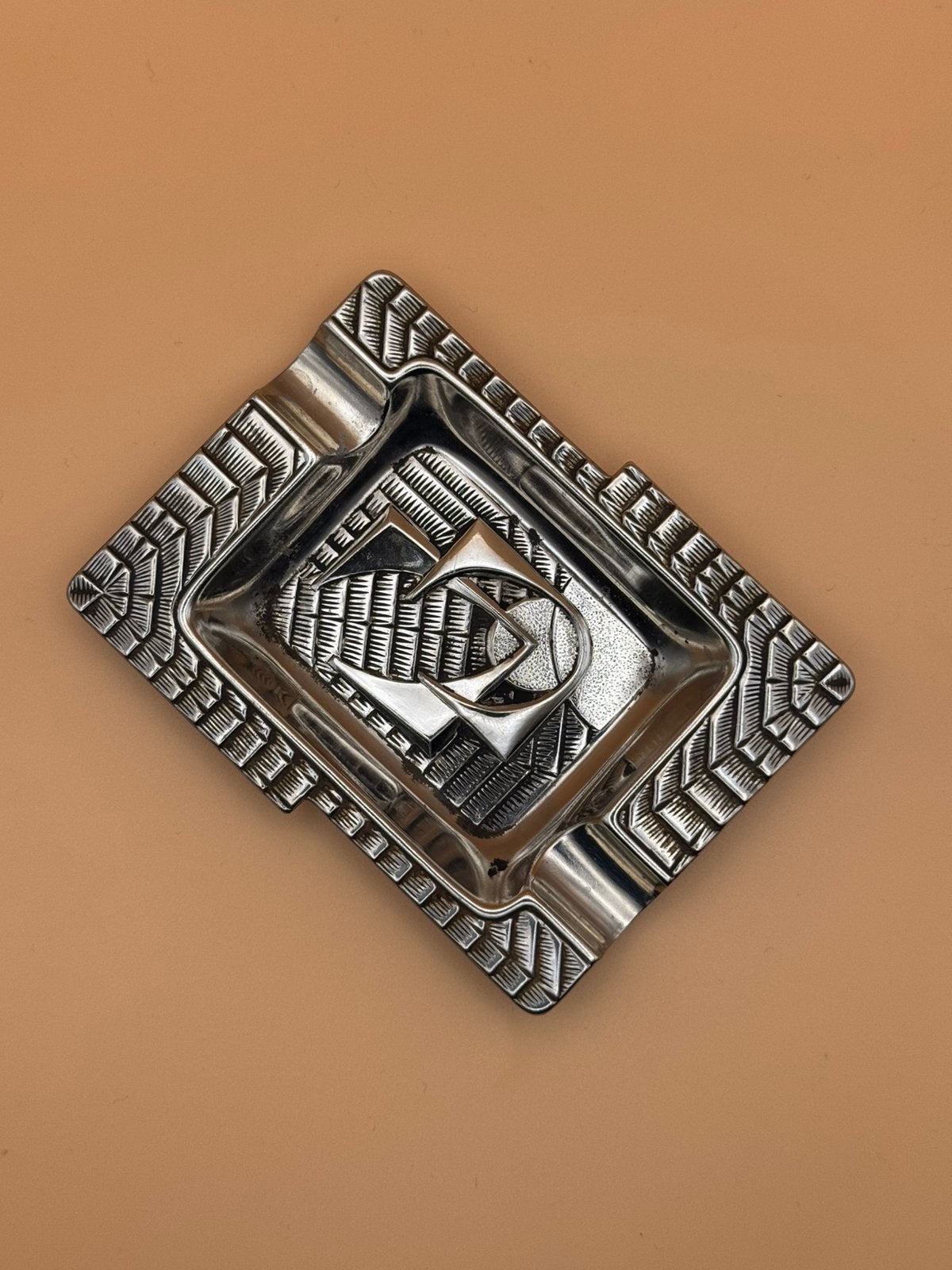 Vintage Art Deco Design Asbak Ashtray chrome metal, Ophalen of Verzenden, Asbak
