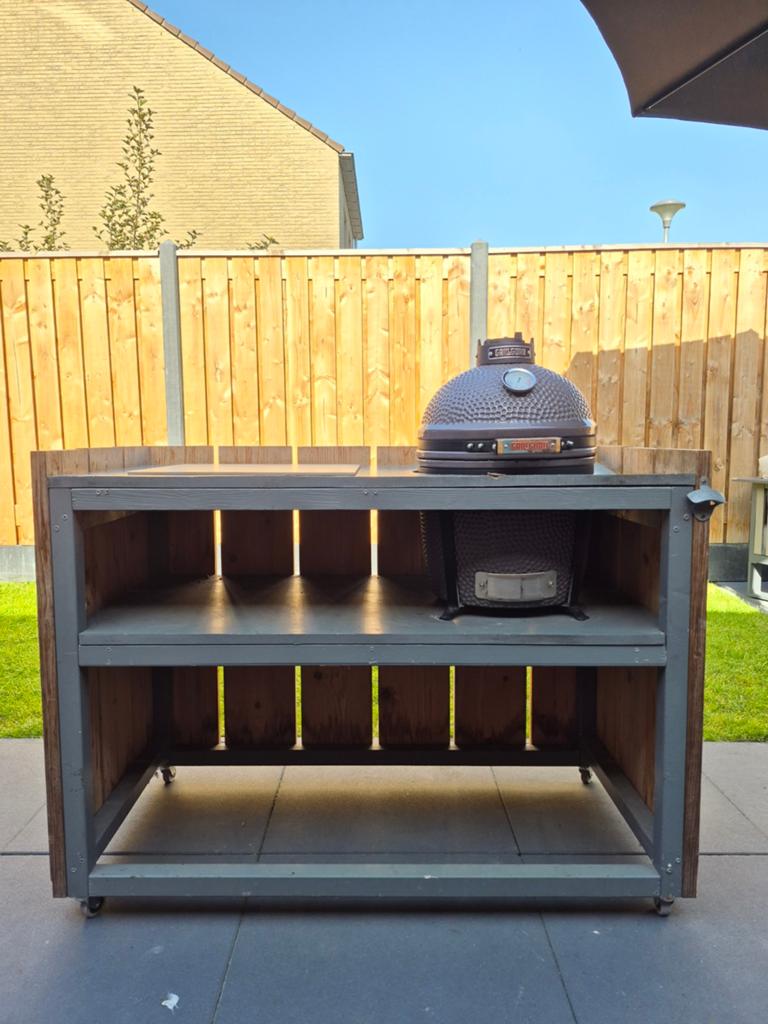 Buitenkeuken + kamado en toebehoren, Tuin en Terras, Buitenkeukens, Ophalen, Grill Guru, Gebruikt, Houtskool