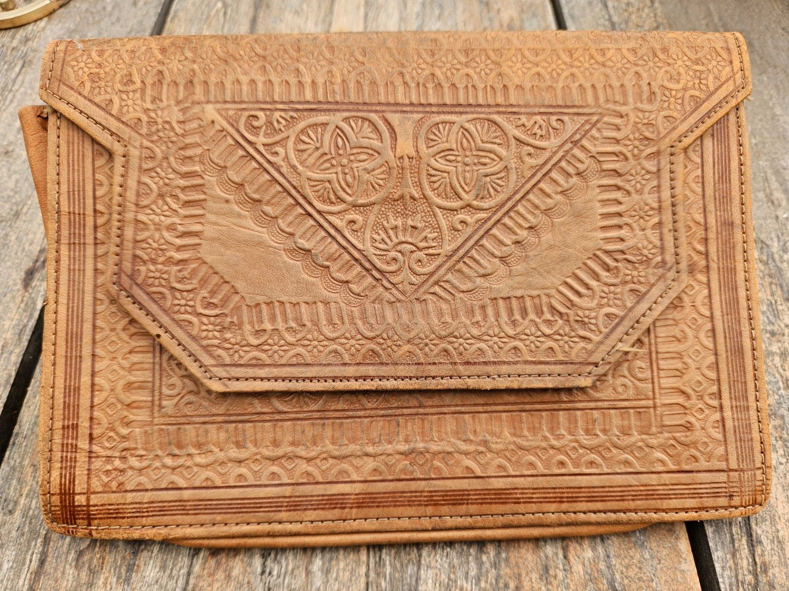 Bohemian leren clutch, Antiek en Kunst, Curiosa en Brocante, Ophalen of Verzenden