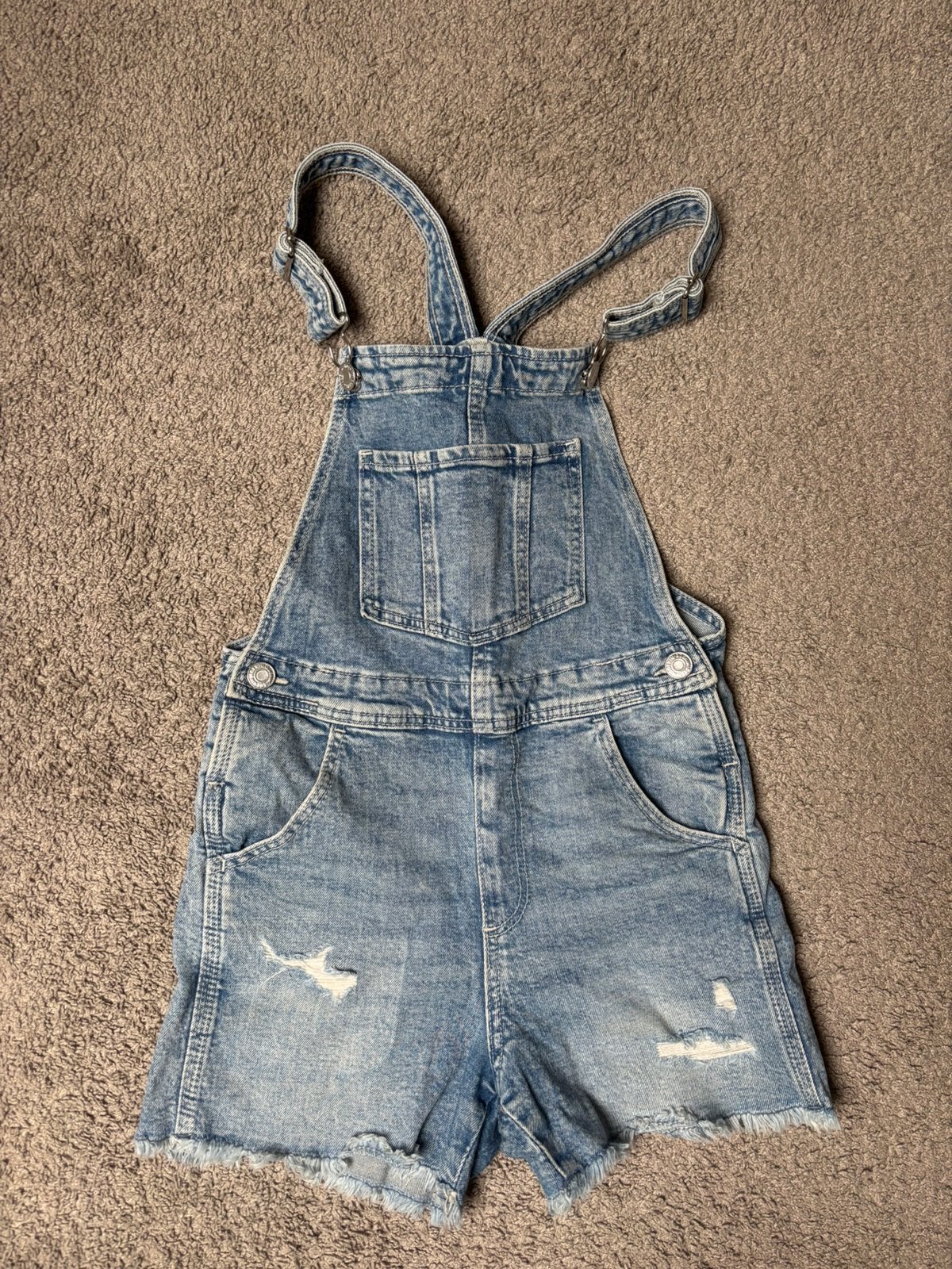 Korte spijker tuinbroek maat 128, Kinderen en Baby's, Kinderkleding | Maat 128, Ophalen of Verzenden, Gebruikt, Meisje, Broek