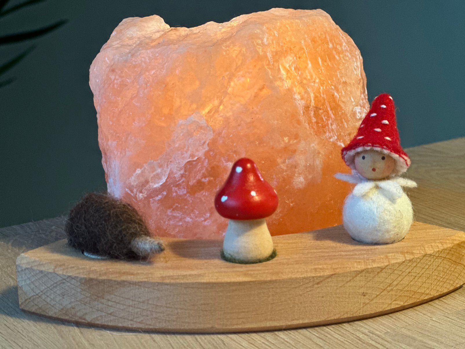 Herfstsetje met steker grimms ring egel paddestoel kabouter, Ophalen of Verzenden, Nieuw, Figuurtje(s), Wolvilt