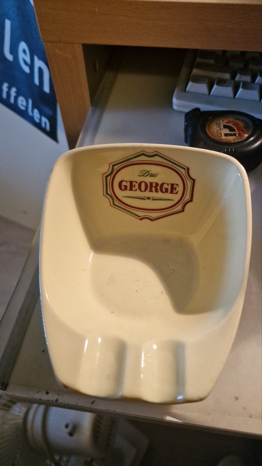 Vintage Duc George asbak, jaren '70, geel, Made in Holland, Ophalen of Verzenden