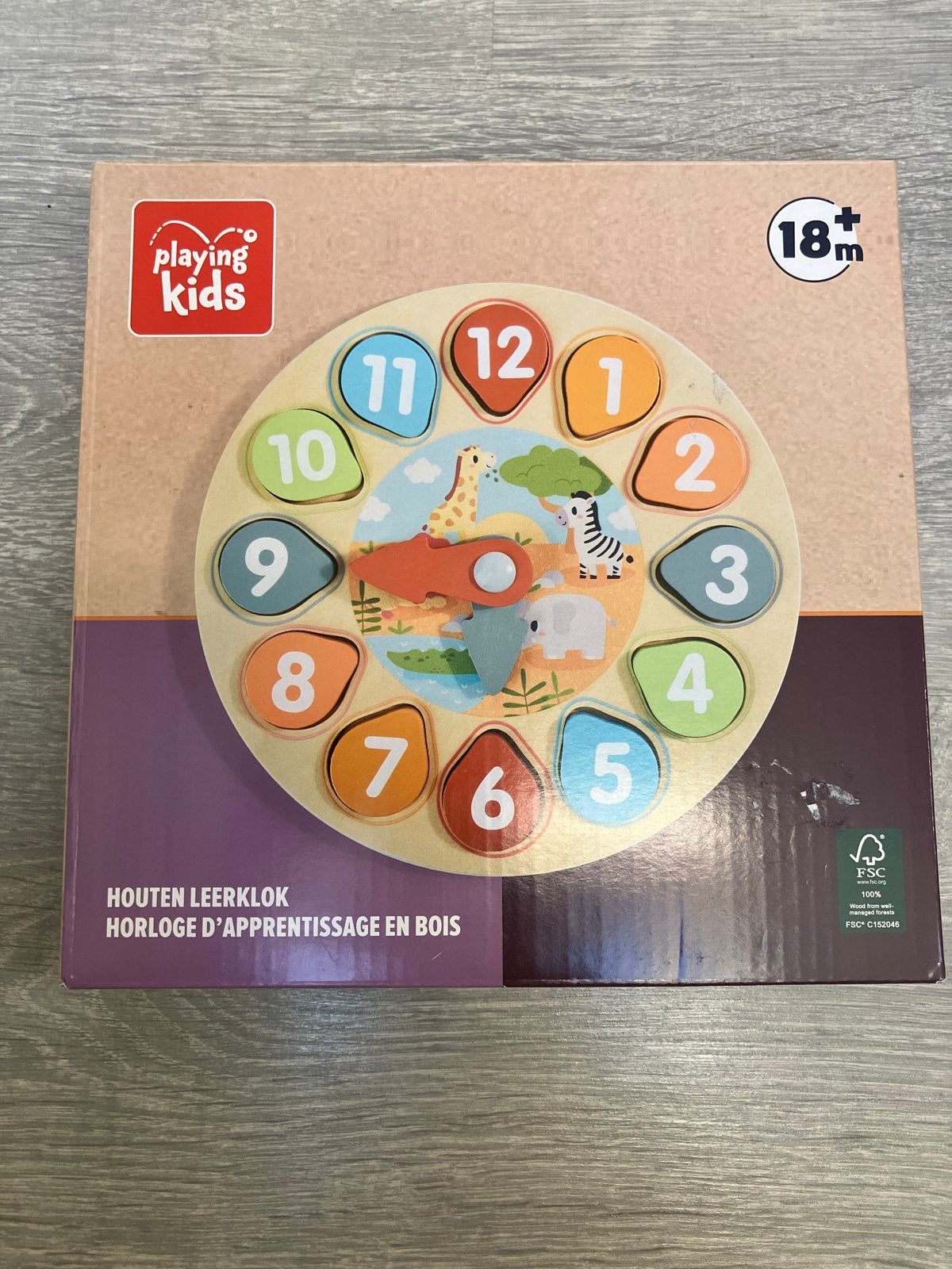 Nieuwe Houten Leerklok - Playing Kids (18m+), Ophalen of Verzenden, Nieuw, Overige typen