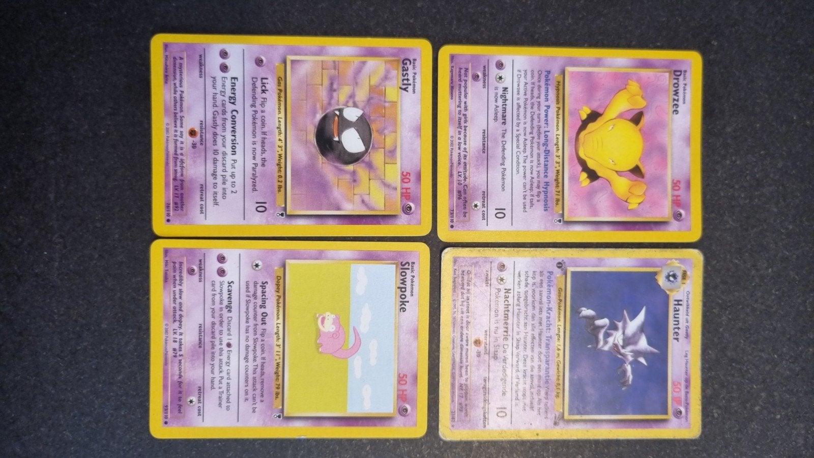 Pokémon: Gastly, Drowzee, Slowpoke, Haunter (4 stuks), Ophalen of Verzenden, Gebruikt, Meerdere kaarten