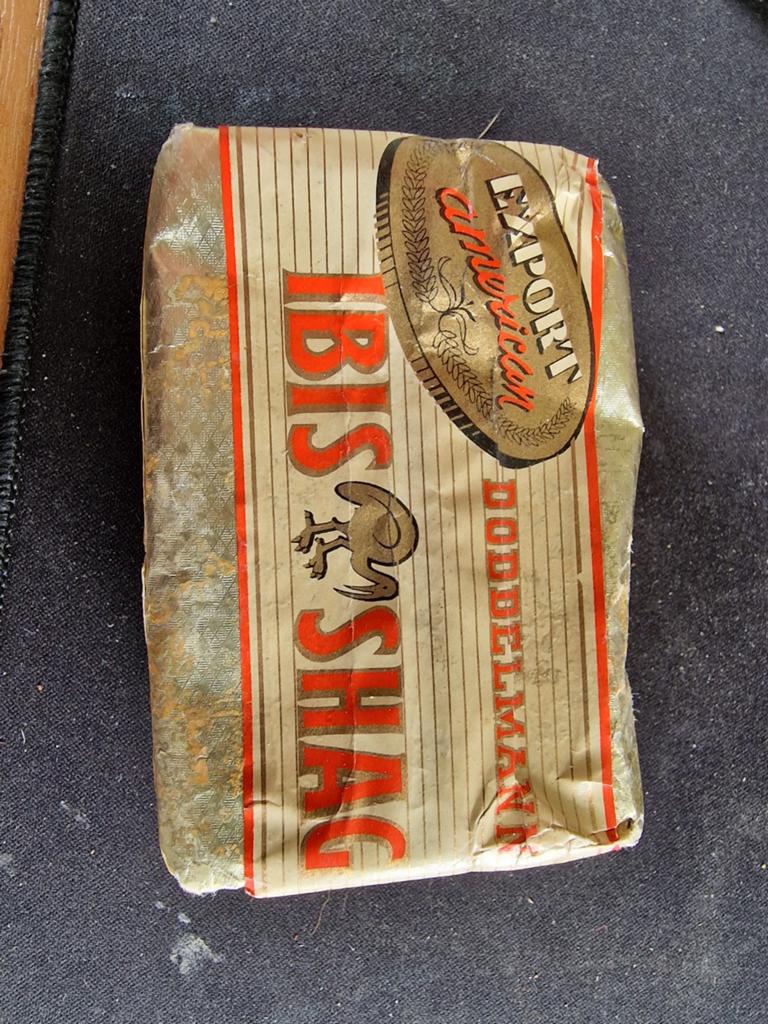 Vintage Ibis Shag Export American Tabaksdoos 50 gram, Ophalen of Verzenden, Gebruikt, Tabaksdoos of Verpakking