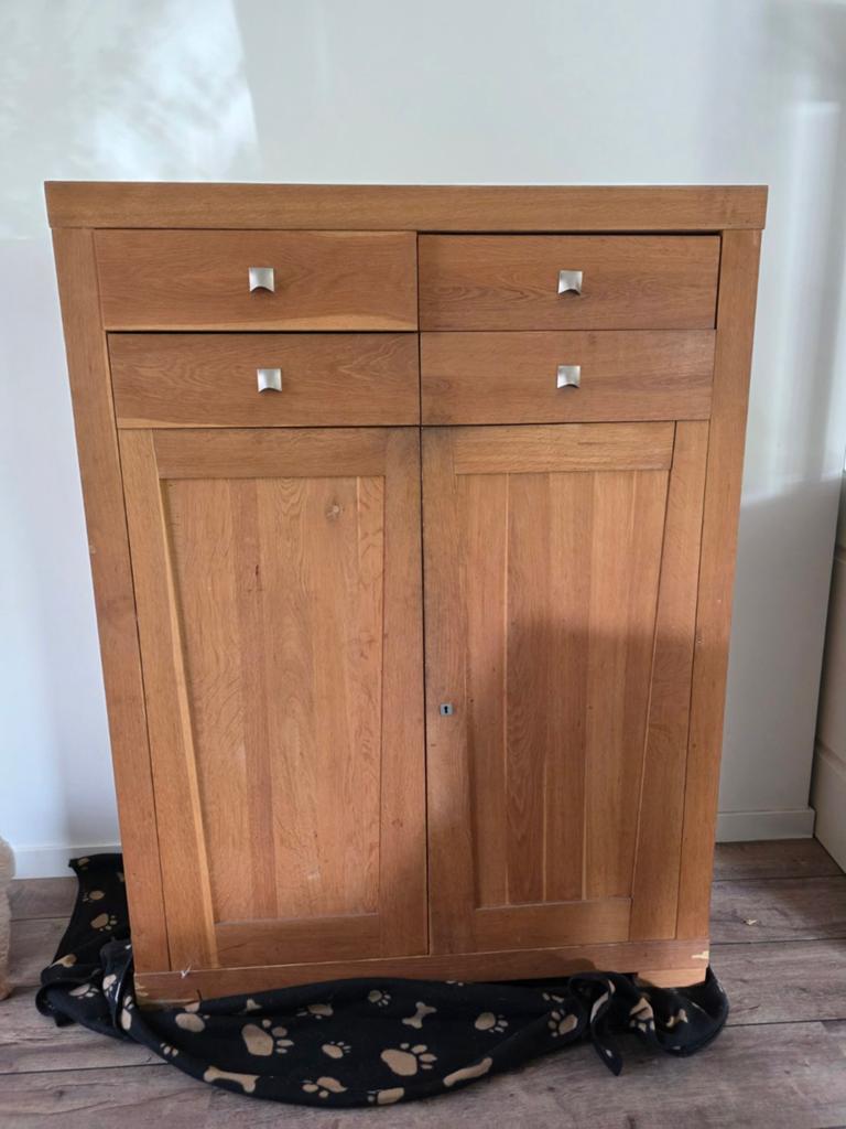 Eikenhouten (meiden) kast, Ophalen, Gebruikt, 100 tot 150 cm, Eikenhout