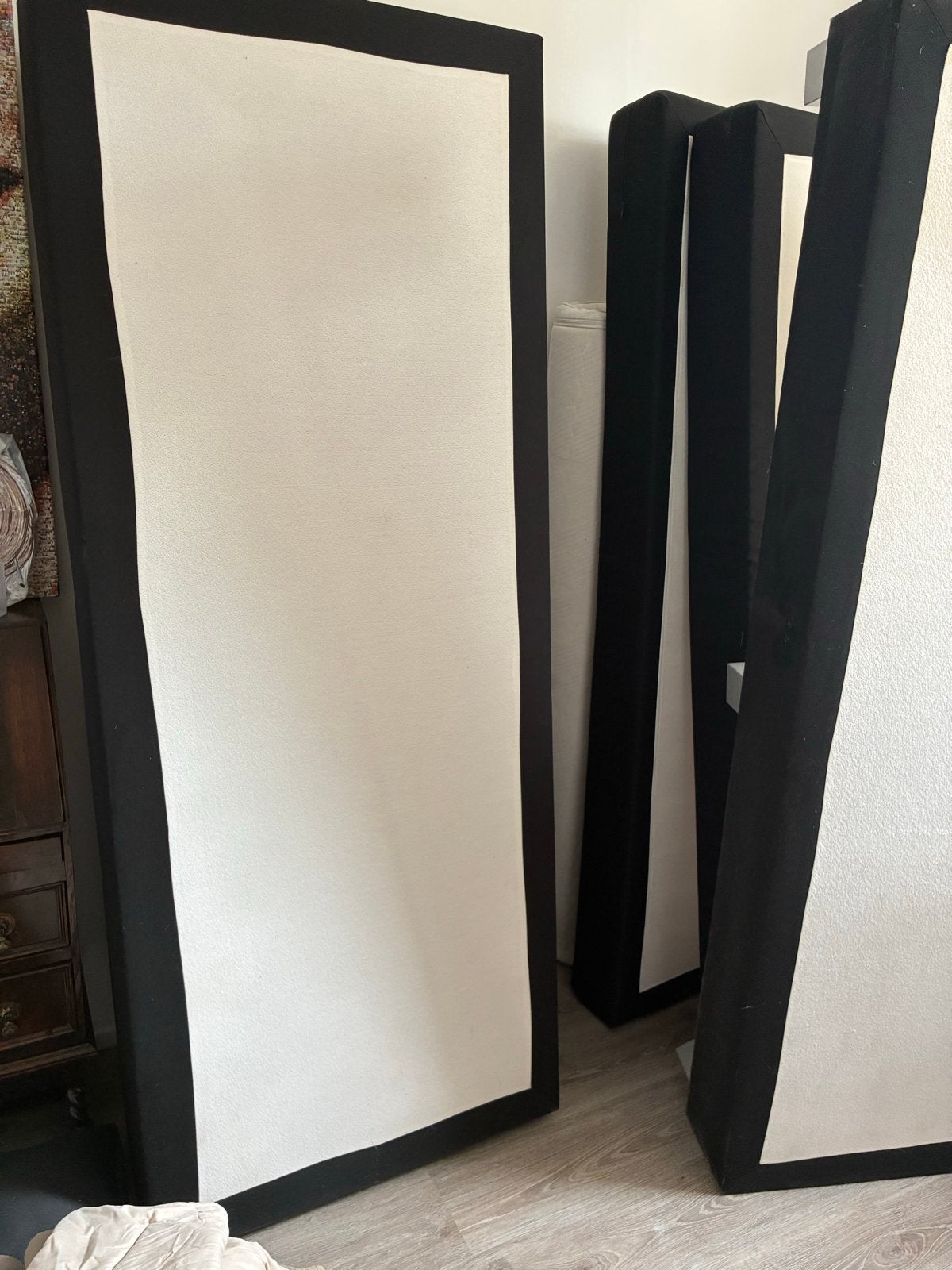 2x Boxsprings 80cm met 160cm IKEA matras (Hyllestad), Ophalen, Gebruikt, Zwart, Tweepersoons