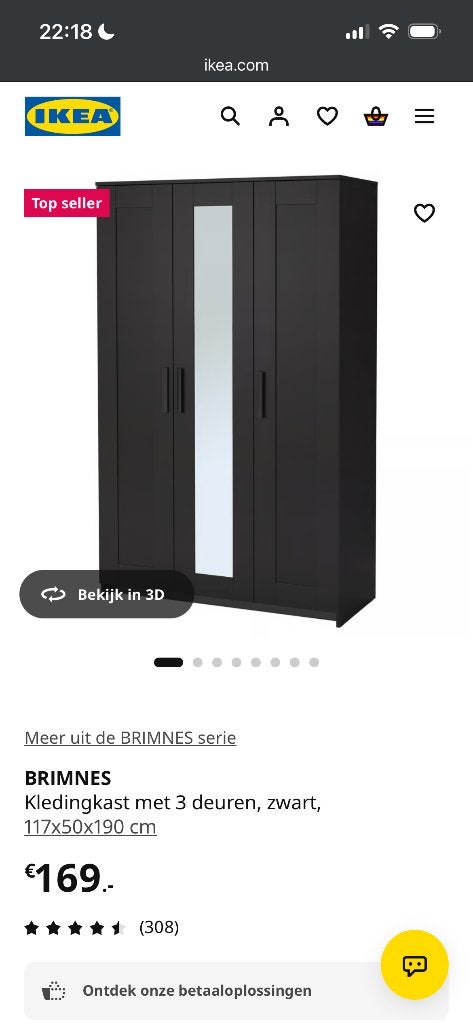 Ikea Brimmes kledingkast, Ophalen, Met deur(en), Gebruikt, 100 tot 150 cm