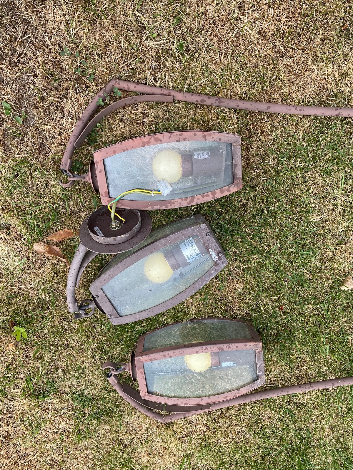 3 mooie roestbruine lantaarnlampen, Led-lamp, E27 (groot), Zo goed als nieuw, Ophalen