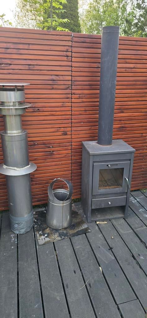 Houthaard, houtkachel met dakdoorvoer, Huis en Inrichting, Haarden, Ophalen of Verzenden, Gebruikt, Vrijstaande haard, Houthaard