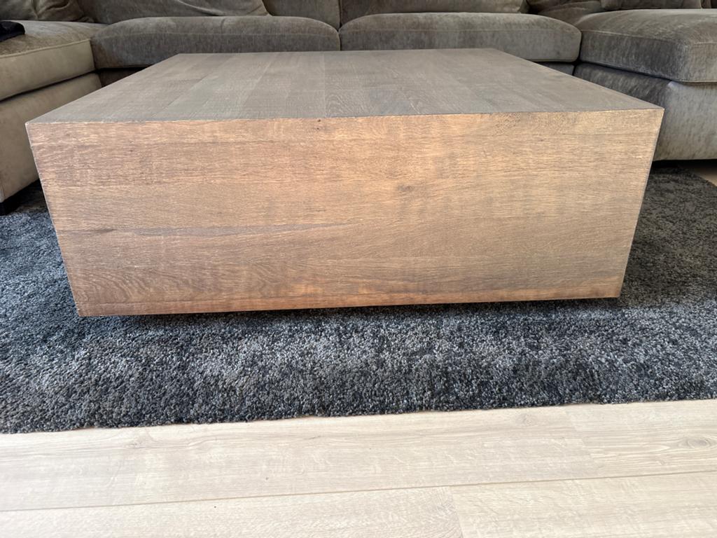 Robuuste Vierkante Salontafel 100x100x40 cm, Ophalen, 50 tot 100 cm, Vierkant, 50 tot 100 cm