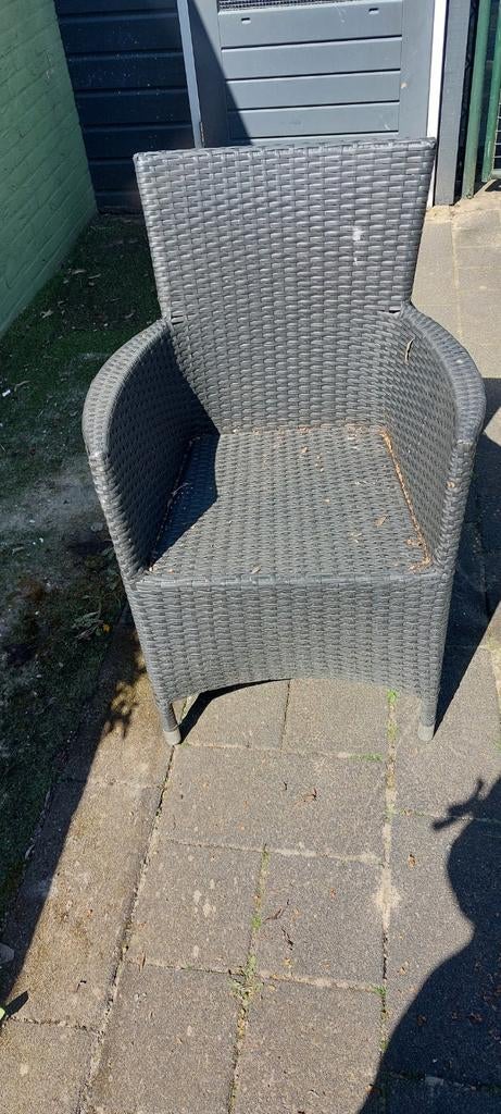 Donkergrijze tuinstoelen, Tuin en Terras, Ophalen, Gebruikt, Kunststof