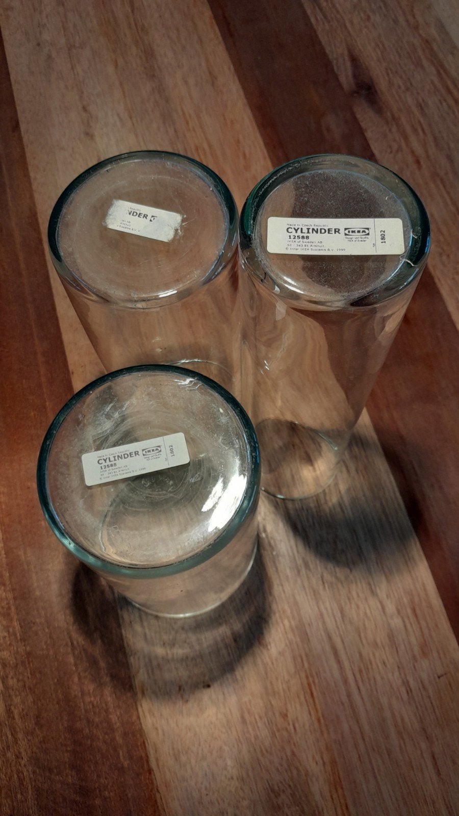 IKEA CYLINDER vazen/windlichten set van 3, Ophalen of Verzenden, Gebruikt, Meerkleurig, Glas