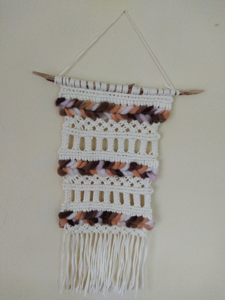 handgemaakt macrame wandkleed 80 x 40 cm, Huis en Inrichting, 40 cm, 80 cm, Meerkleurig, Wandkleed