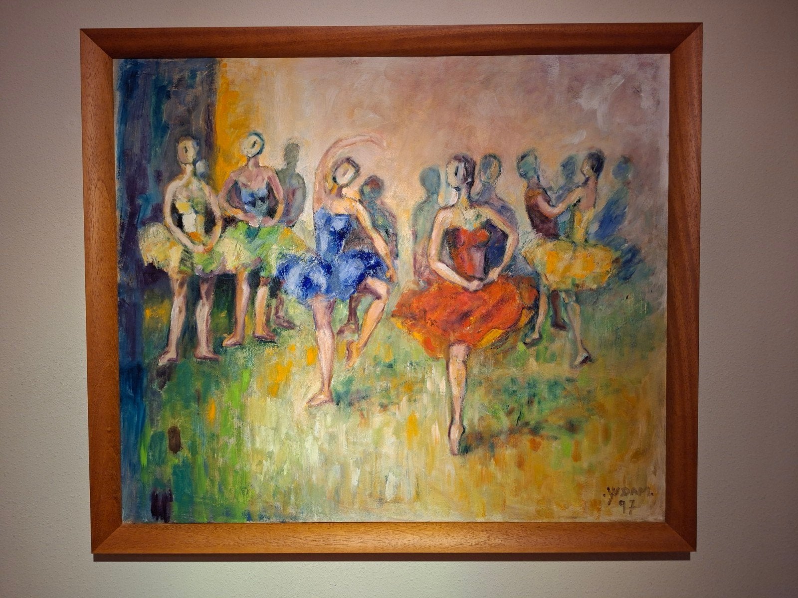 Schilderij 'Danseressen' - Levendig en Expressief, Ophalen, Figuren, Hout, Ingelijst