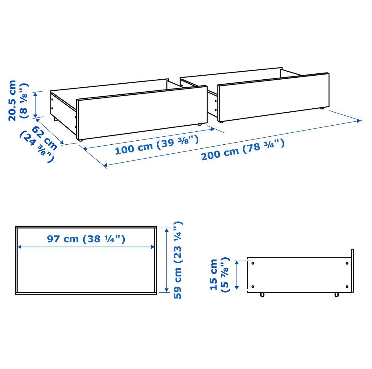 Ikea Malm bedlades, zwartbruin, 200cm, NIEUW in doos., Ophalen, 50 tot 100 cm, Zo goed als nieuw, Minder dan 100 cm