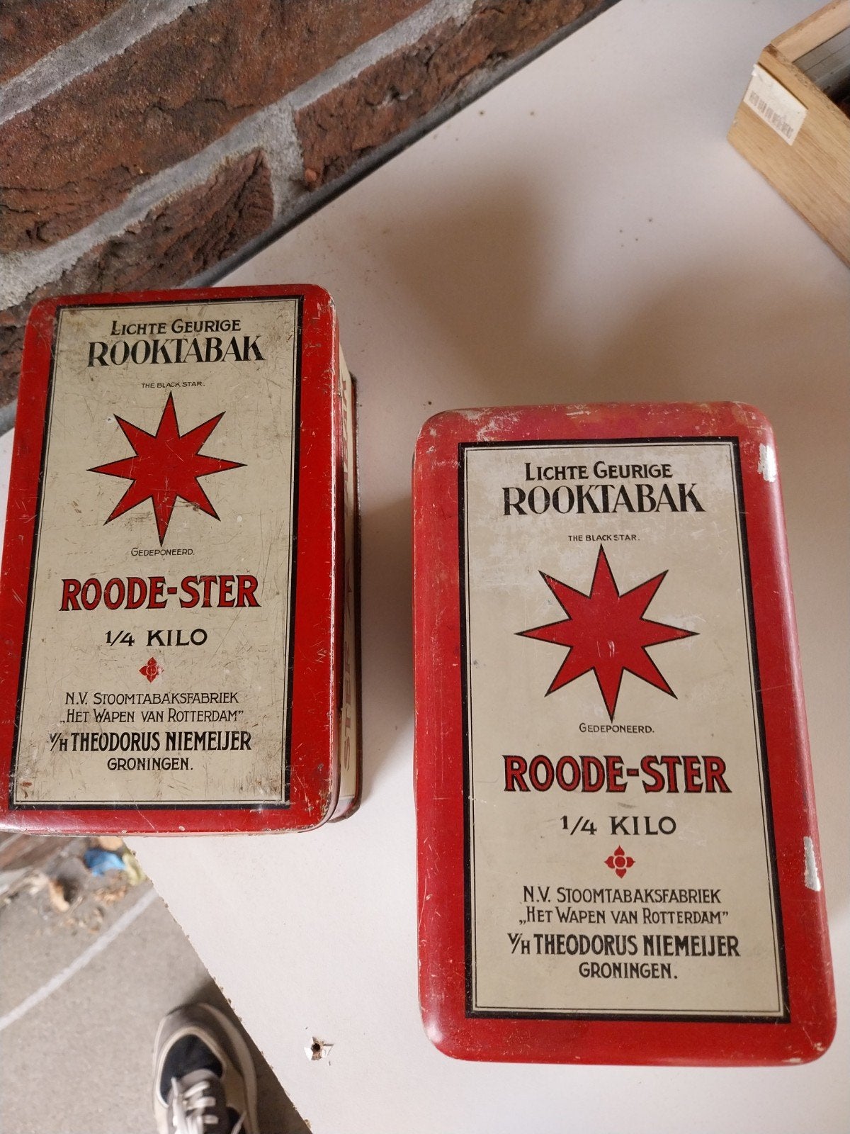 Oude blikken voor tabak., Ophalen of Verzenden, Gebruikt, Overige