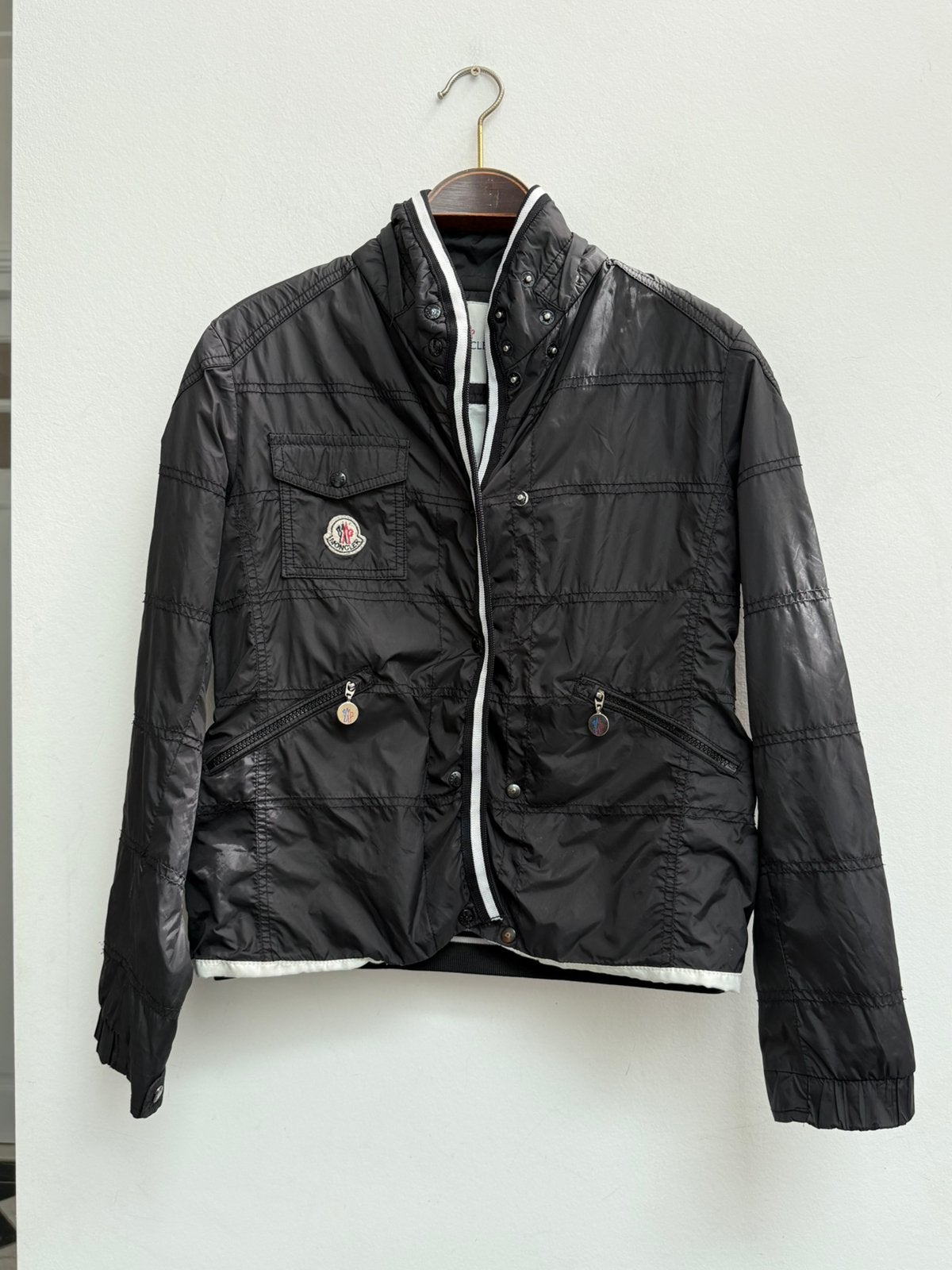 Moncler Nylon Jack Maat 2 (M), Kleding | Dames, Jassen | Zomer, Zo goed als nieuw, Maat 38/40 (M), Zwart, Ophalen of Verzenden
